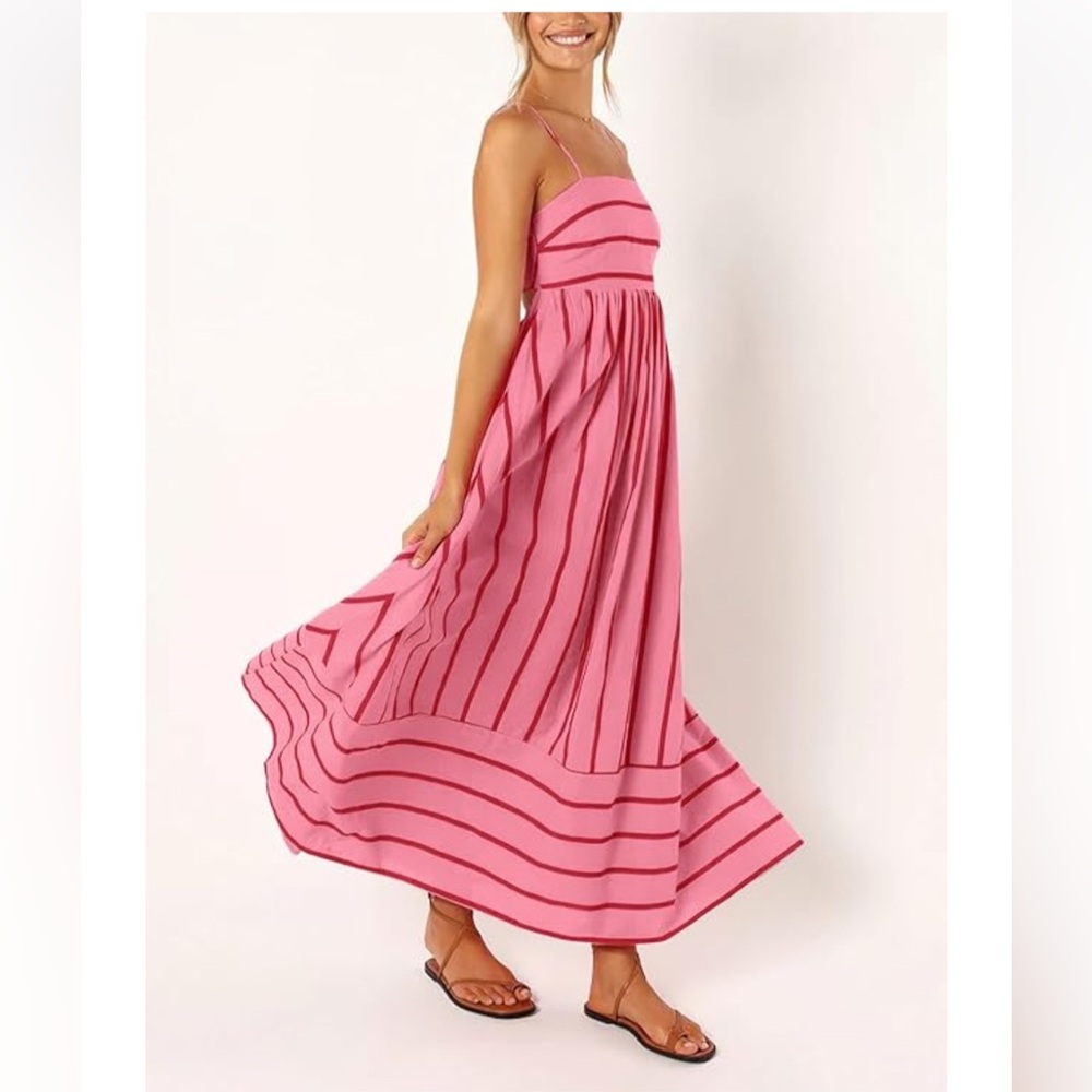 Pink Striped Smocked Maxi Dress